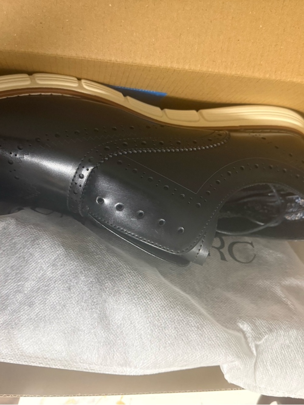 Classic Black Leather Wingtip Dress Shoe - Men's